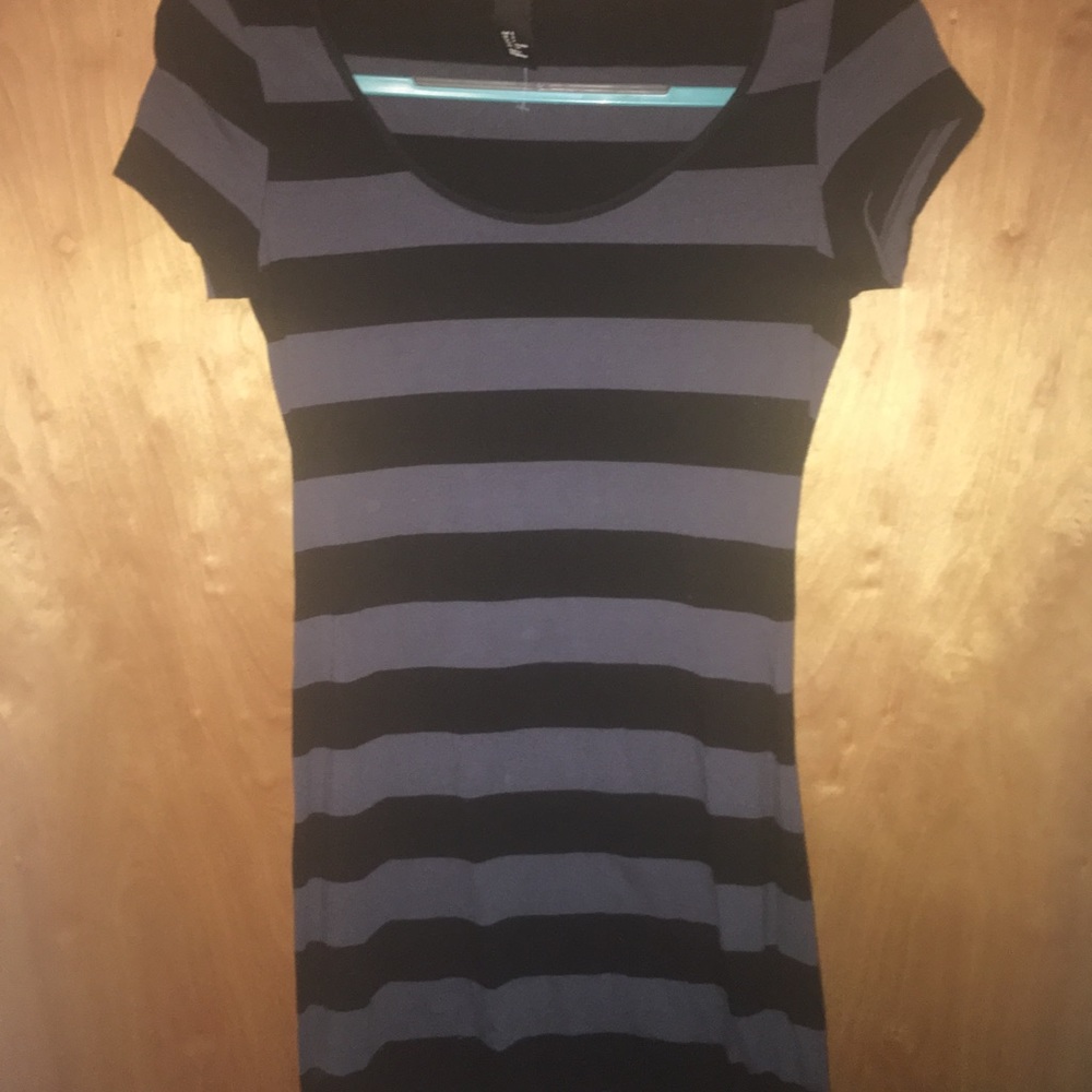 Black and grey striped body con dress